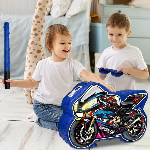 Alt view image 10 of 14 - Motorcycle Pinata for Boys, Birthday Party Supplies with Stick and Blindfold for Party Decoration, 15.75 x 11.8 x 4.13 Inches