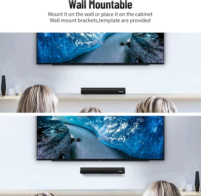 Alt view image 12 of 14 - LITTOAK Sound Bar for TV, BT 5.0 Soundbar, 50 Watt 16 Inch Soundbars for Home Audio, Gaming, Projectors, TV Speakers Supports HDMI ARC/Optical/RCA/USB/AUX in and Sub Out Connection, Wall Mountable