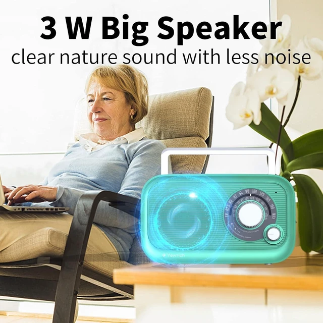 Alt view image 11 of 14 - Portable AM/FM Radio with Bluetooth, Battery Operated Transistor Analog Radio or AC Powered with Best Reception, Big and Precise Tuning Knob Large Bluetooth Speaker Easy to Use Suit for Home Cafe