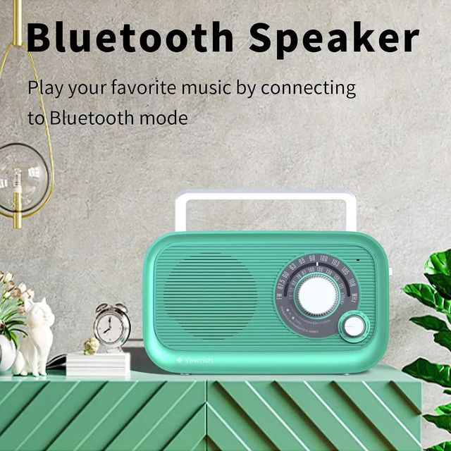 Alt view image 14 of 14 - Portable AM/FM Radio with Bluetooth, Battery Operated Transistor Analog Radio or AC Powered with Best Reception, Big and Precise Tuning Knob Large Bluetooth Speaker Easy to Use Suit for Home Cafe