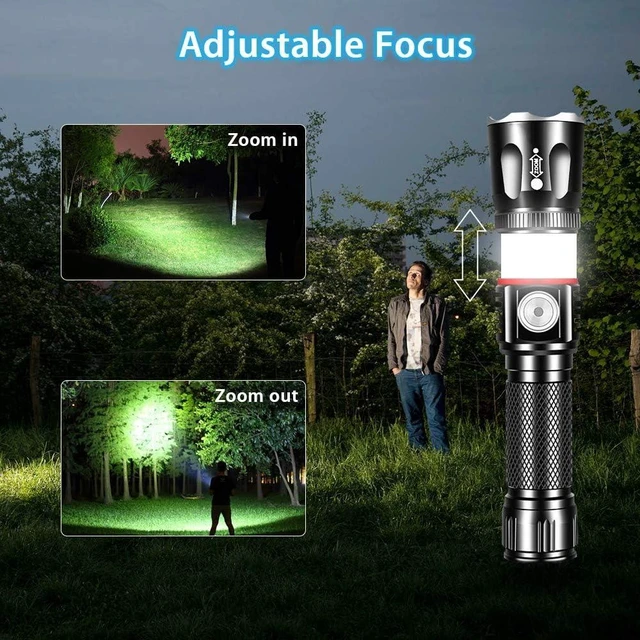 Alt view image 10 of 12 - Tactical Flashlight Rechargeable, High Lumens Led Flashlights Handheld-Magnetic Base, Super Bright, Zoomable, Water-Resistance, 4 Modes, Powerful Flash Light for Camping, Hiking and Emergence