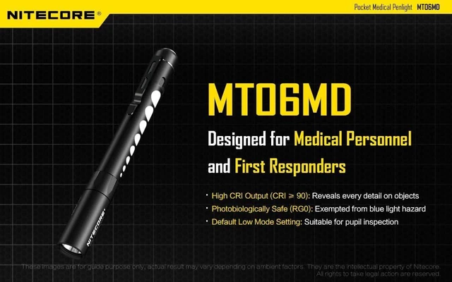 Alt view image 10 of 14 - Nitecore MT06MD Penlight Flashlight, 180 Lumen LED for Medical Doctors, Nurses and EMTs with 2X AAA Batteries & Lumen Tactical Battery Organizer (Black w/Pupil Gauge)