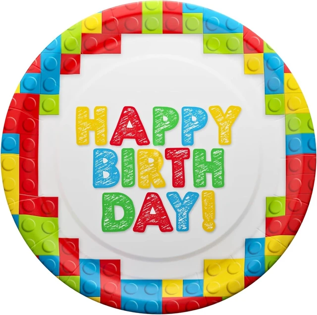 Alt view image 11 of 14 - Building Block Deluxe Party Supplies Pack (137 Pieces for 16 Guests) - Gamer Birthday Decorations, Gamer Party Supplies , Blocks Party Decor, Brick Birthday, Blue Orchards