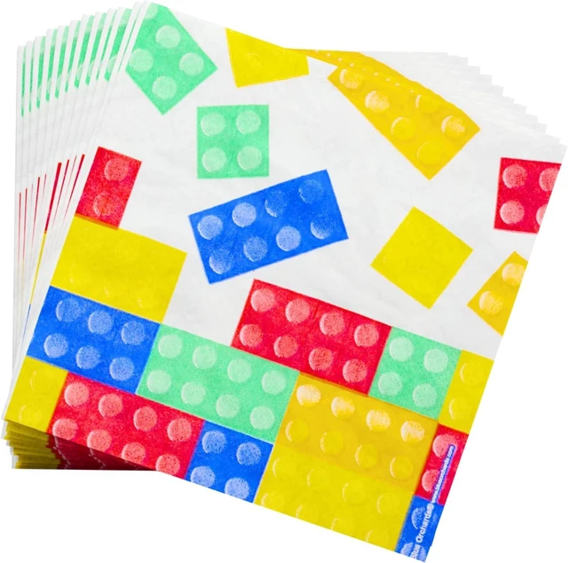 Alt view image 13 of 14 - Building Block Deluxe Party Supplies Pack (137 Pieces for 16 Guests) - Gamer Birthday Decorations, Gamer Party Supplies , Blocks Party Decor, Brick Birthday, Blue Orchards