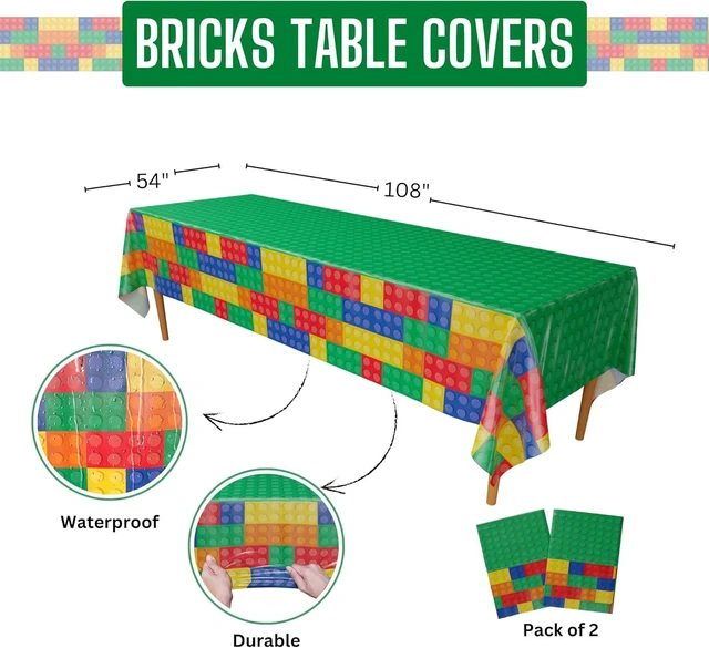 Alt view image 14 of 14 - Building Block Deluxe Party Supplies Pack (137 Pieces for 16 Guests) - Gamer Birthday Decorations, Gamer Party Supplies , Blocks Party Decor, Brick Birthday, Blue Orchards