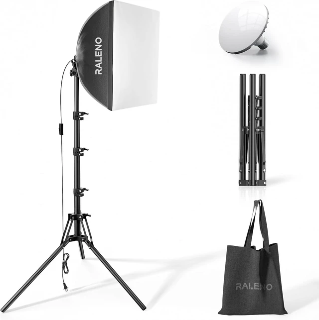 Alt view image 8 of 14 - RALENO 16"x16" Softbox Photography Lighting Kit for Video Recording Studio | Softbox Lighting with LED Bulb (50W | 5500K | 97 CRI ), Soft Box for TikTok Photography Shooting Live Streaming