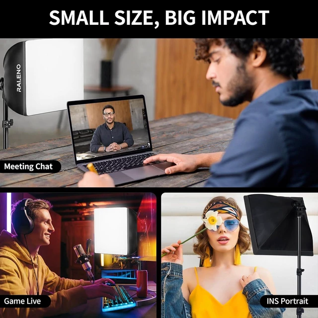 Alt view image 14 of 14 - RALENO 16"x16" Softbox Photography Lighting Kit for Video Recording Studio | Softbox Lighting with LED Bulb (50W | 5500K | 97 CRI ), Soft Box for TikTok Photography Shooting Live Streaming