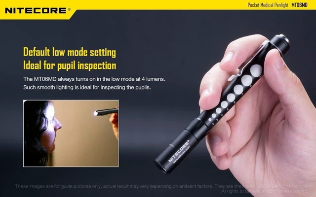Alt view image 13 of 14 - Nitecore MT06MD Penlight Flashlight, 180 Lumen LED for Medical Doctors, Nurses and EMTs with 2X AAA Batteries & Lumen Tactical Battery Organizer (Black w/Pupil Gauge)