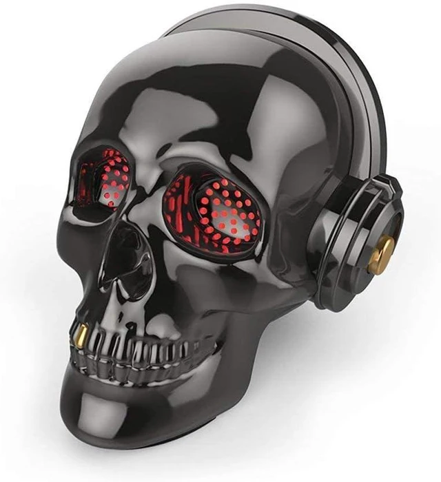 Alt view image 8 of 14 - Skull Bluetooth Speaker Novelty Skeleton Unique Wireless Portable Speakers with Eyes Lights Halloween Decoration (Gray)