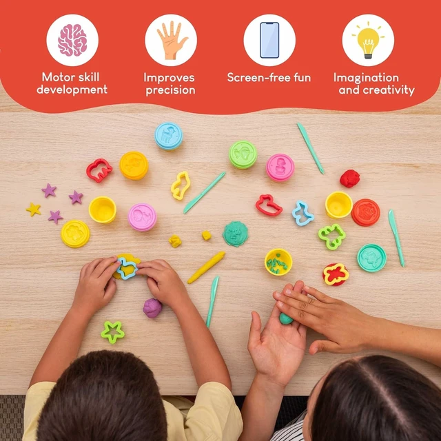 Alt view image 12 of 14 - BONNYCO Play Dough Set with Molds and Goody Bags, Pack 16 Party Favors for Kids Age 3-9. Bulk Gifts, Kids Toys, Mini Birthday Games, Stocking Stuffers, Arts and Crafts Kit for Classroom