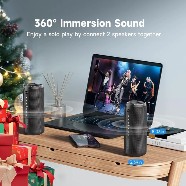 Alt view image 9 of 12 - ZEALOT Portable Bluetooth Speaker, Speakers Bluetooth Wireless, Outdoor Speaker Waterproof, IPX6, 40W Loud Stereo Sound Deep Bass, Long Playtime,USB/TF/AUX, Speaker for Phone, Beach, Hiking-Black