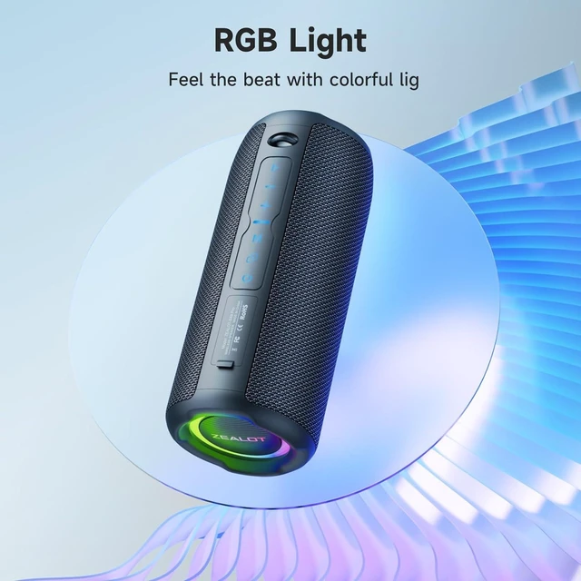 Alt view image 12 of 12 - ZEALOT Portable Bluetooth Speaker, Speakers Bluetooth Wireless, Outdoor Speaker Waterproof, IPX6, 40W Loud Stereo Sound Deep Bass, Long Playtime,USB/TF/AUX, Speaker for Phone, Beach, Hiking-Black