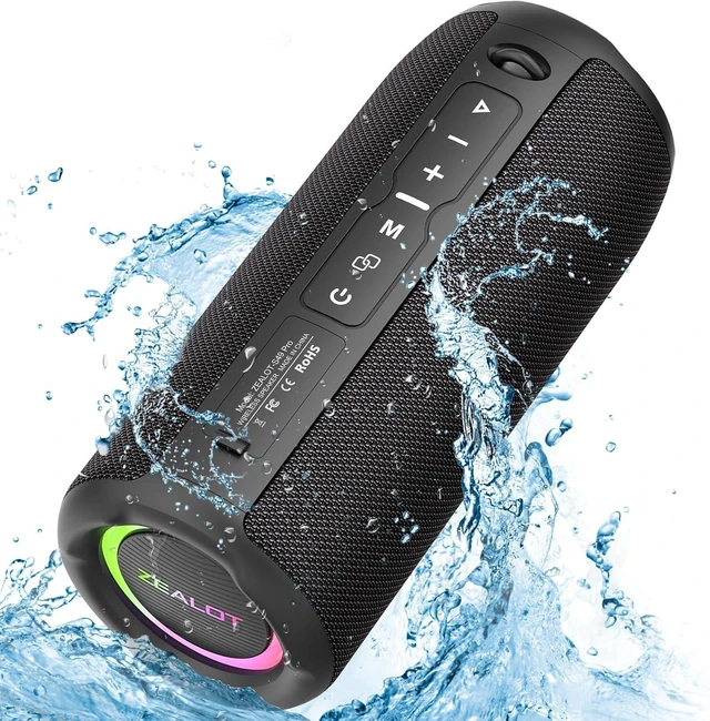 Alt view image 7 of 12 - ZEALOT Portable Bluetooth Speaker, Speakers Bluetooth Wireless, Outdoor Speaker Waterproof, IPX6, 40W Loud Stereo Sound Deep Bass, Long Playtime,USB/TF/AUX, Speaker for Phone, Beach, Hiking-Black