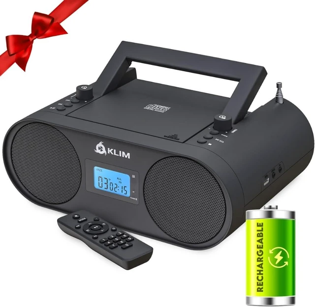 Alt view image 8 of 14 - KLIM Boombox B4 CD Player Portable Audio System - NEW - AM/FM Radio with CD Player MP3 Bluetooth AUX USB - Wired & Wireless Mode Rechargeable Battery - Remote Control Autosleep Digital EQ
