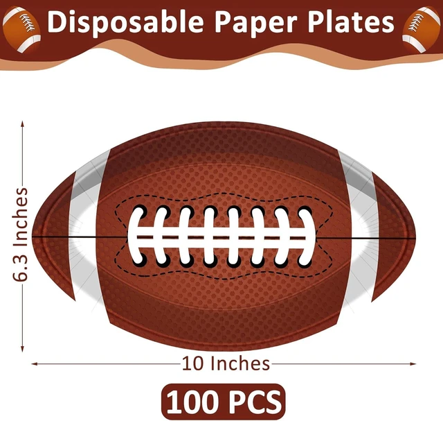 Alt view image 9 of 14 - QZYL 100 PCS Football Party Decorations, Large Shape Plates, Touch Down Party Decorations, Disposable Party Supplies for Touchdown Birthday Themed
