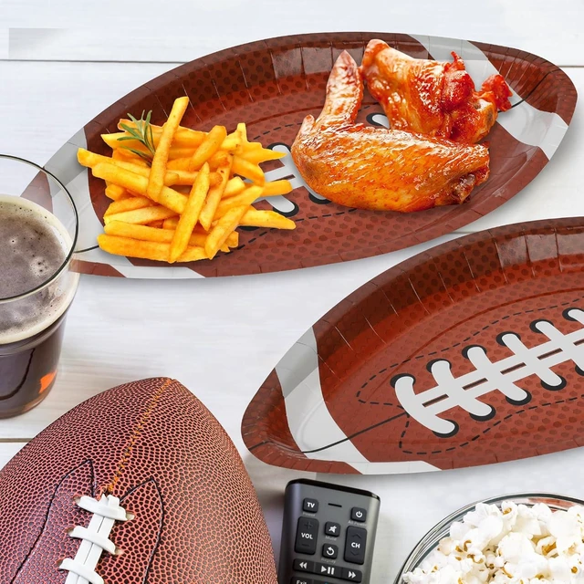 Alt view image 11 of 14 - QZYL 100 PCS Football Party Decorations, Large Shape Plates, Touch Down Party Decorations, Disposable Party Supplies for Touchdown Birthday Themed