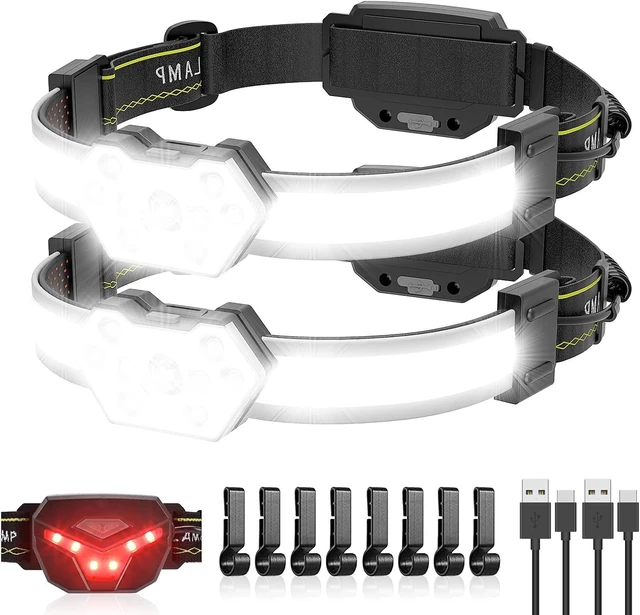 Alt view image 8 of 14 - EXIN DECHEN LED Headlamp Rechargeable, 1200 Lumen Super Bright Headlamp Flashlight, 270° Wide Beam LED Headlamps with Red Taillight, 8 Mode Lightweight Waterproof Head Lamp