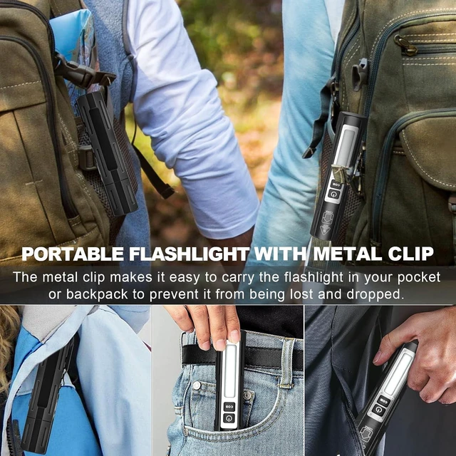 Alt view image 14 of 14 - Small LED Rechargeable Magnetic Flashlights 20000 High Lumens - Super Bright Long Beam Pocket Powerful Flashlight 8 Modes with COB Work Light, Dual Button Tactical Flashlight for Camping Emergency