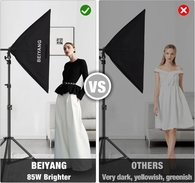 Alt view image 13 of 14 - BEIYANG Softbox Lighting Kit, 2x20''x28'' Photography Soft Box with 2 pcs 6000K E27 LED Socket LED Bulbs, Studio Lights for Photography/Video Recording/Live Streaming