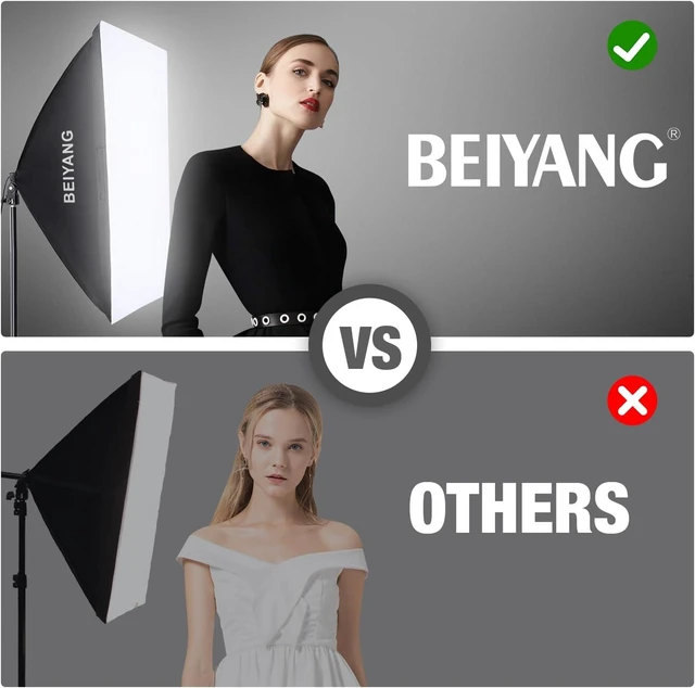 Alt view image 14 of 14 - BEIYANG Softbox Lighting Kit, 2x20''x28'' Photography Soft Box with 2 pcs 6000K E27 LED Socket LED Bulbs, Studio Lights for Photography/Video Recording/Live Streaming