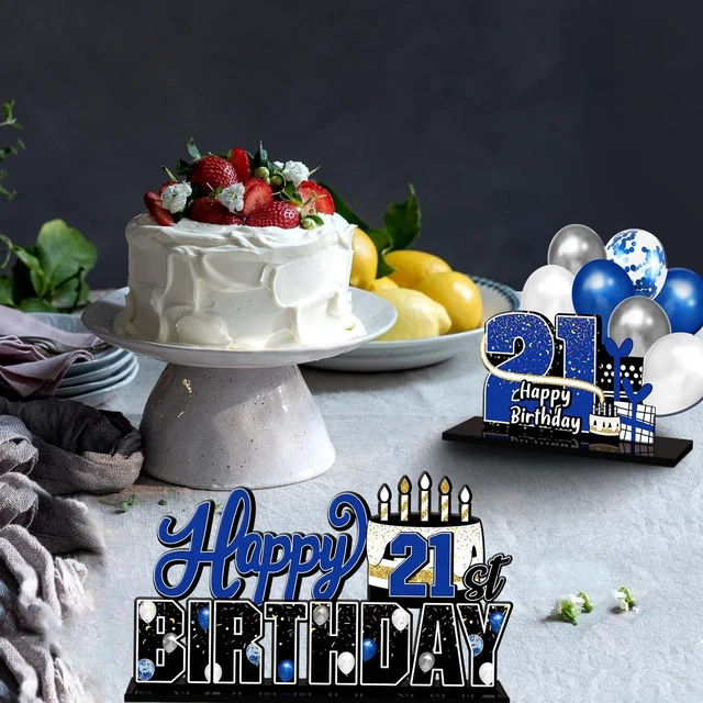 Alt view image 13 of 14 - LINGTEER Happy 21st Birthday Blue Acrylic Table Topper Centerpieces Set - Cheers to 21 Years Old Birthday 21st Bday Party Gift Decorations.