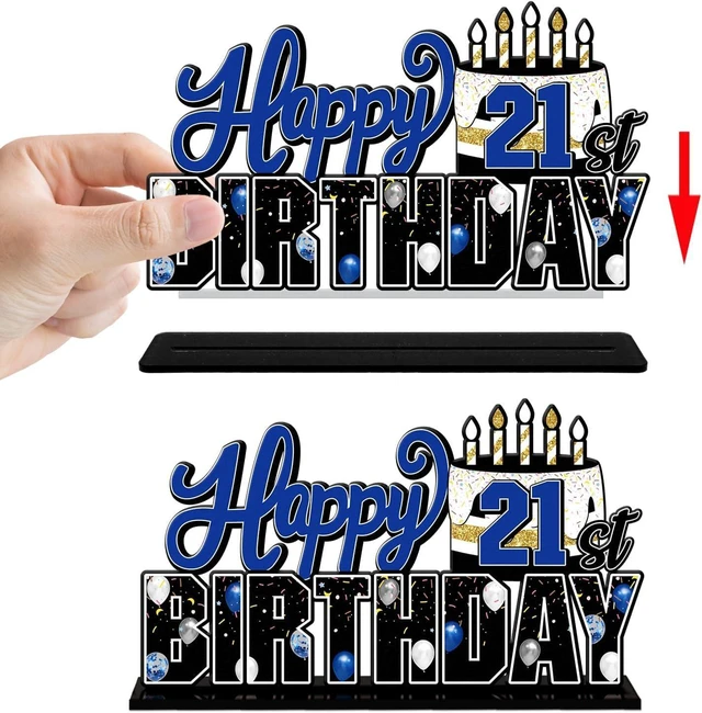 Alt view image 9 of 14 - LINGTEER Happy 21st Birthday Blue Acrylic Table Topper Centerpieces Set - Cheers to 21 Years Old Birthday 21st Bday Party Gift Decorations.