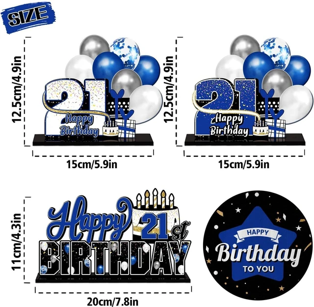Alt view image 10 of 14 - LINGTEER Happy 21st Birthday Blue Acrylic Table Topper Centerpieces Set - Cheers to 21 Years Old Birthday 21st Bday Party Gift Decorations.