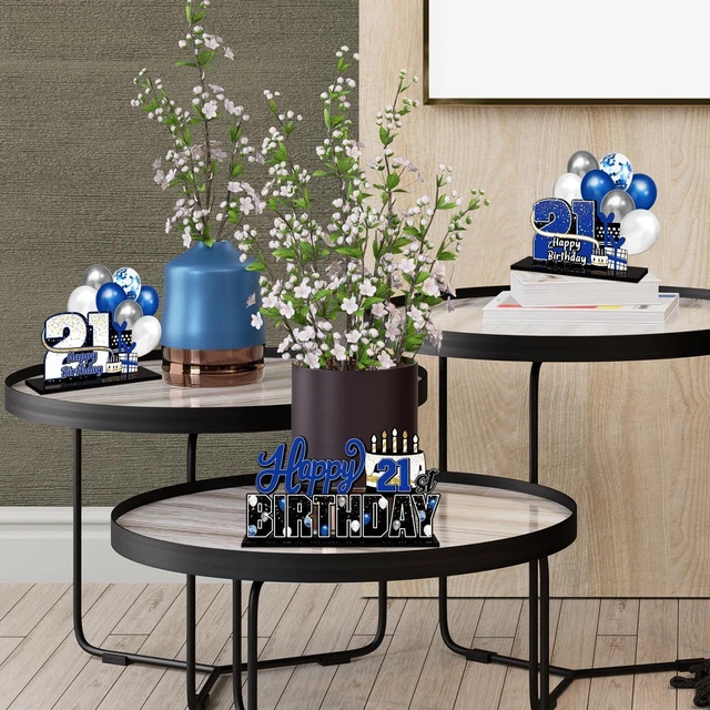 Alt view image 14 of 14 - LINGTEER Happy 21st Birthday Blue Acrylic Table Topper Centerpieces Set - Cheers to 21 Years Old Birthday 21st Bday Party Gift Decorations.