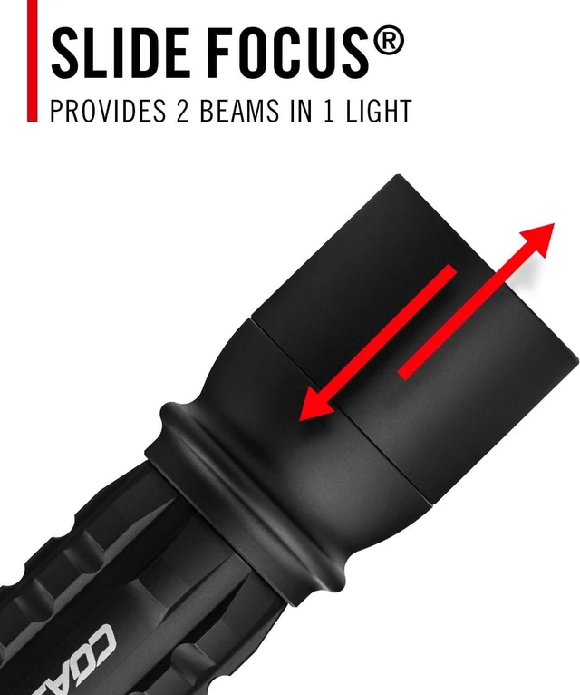 Alt view image 9 of 12 - Coast XP11R 2600 Lumen USB-C Rechargeable LED Flashlight with Slide Focusand Pure Beam Focusing Optic, 4 Light Modes, Black