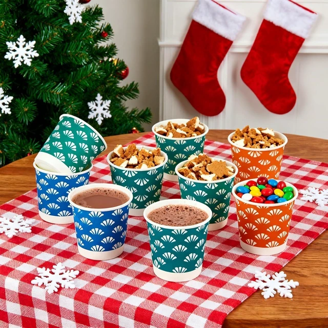 Alt view image 12 of 14 - JollyPack 1200 Pack 3 oz Disposable Bathroom Paper Cups, Small Mouthwash Cups in Orange, Blue, and Green, Great for Candy, Biscuits, Bathroom Use, Parties, Picnics, and Travel