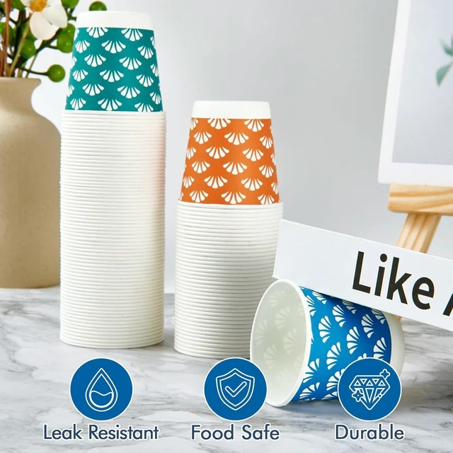 Alt view image 11 of 14 - JollyPack 1200 Pack 3 oz Disposable Bathroom Paper Cups, Small Mouthwash Cups in Orange, Blue, and Green, Great for Candy, Biscuits, Bathroom Use, Parties, Picnics, and Travel