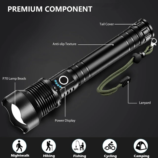 Alt view image 10 of 14 - Lylting Rechargeable LED Flashlights High Lumens, 99,000 Lumens Super Bright Flashlight with 5 Modes & Waterproof, Powerful Handheld Flashlight for Camping Emergencies