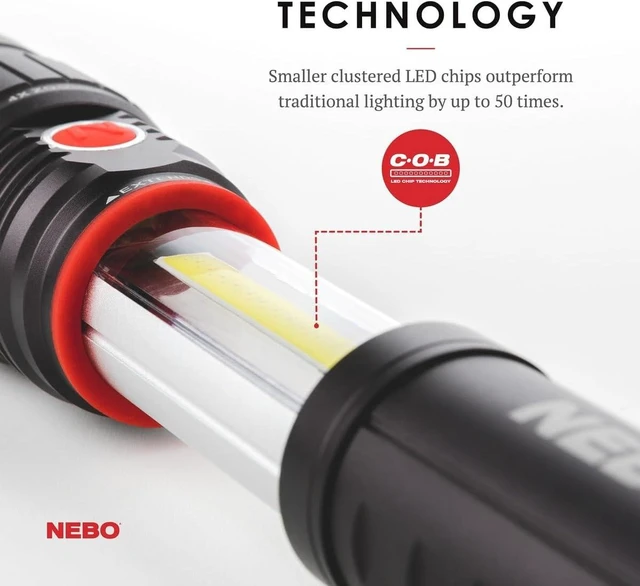 Alt view image 11 of 12 - NEBO SLYDE+ Flashlight (2nd Gen) | 400 Lumens, 7 Light Modes, Bright COB Work Light & LED Tactical Flashlight, Magnetic Base, Great for Camping, Water Resistant, Includes 4x AAA Alkaline Batteries