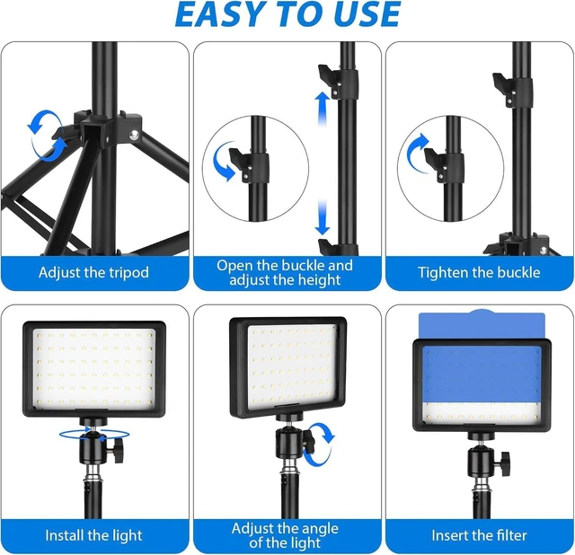 Alt view image 13 of 14 - LED Photo Video Light 2-Pack, Ci-Fotto Dimmable 5600K USB LED Continuous Light Photography Light with Tripods and Color Filters for Photo Studios, YouTube, TikTok, Video Recording, Game Streaming