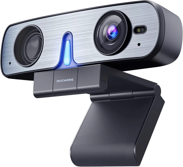 Alt view image 8 of 14 - RC08 2K Webcam with Speaker, Webcam for PC, HD Web Cam with Noise Reduction Mic/Harman Speaker/4X Eptz/Privacy Cover/0.2S Auto-Focus/Low Illumination, Computer Camera for Zoom/Teams/Meeting