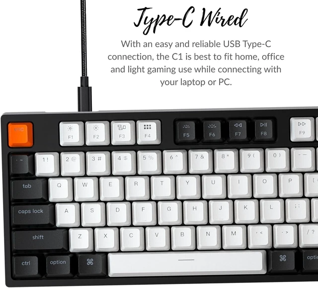 Alt view image 9 of 14 - Keychron C1 TKL Mechanical Wired Gaming Keyboard RGB Backlit Compact Keyboard with Linear Red Switches for Mac & Windows