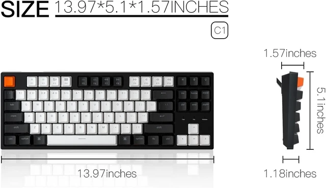Alt view image 10 of 14 - Keychron C1 TKL Mechanical Wired Gaming Keyboard RGB Backlit Compact Keyboard with Linear Red Switches for Mac & Windows