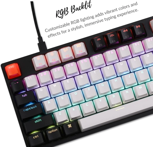 Alt view image 12 of 14 - Keychron C1 TKL Mechanical Wired Gaming Keyboard RGB Backlit Compact Keyboard with Linear Red Switches for Mac & Windows