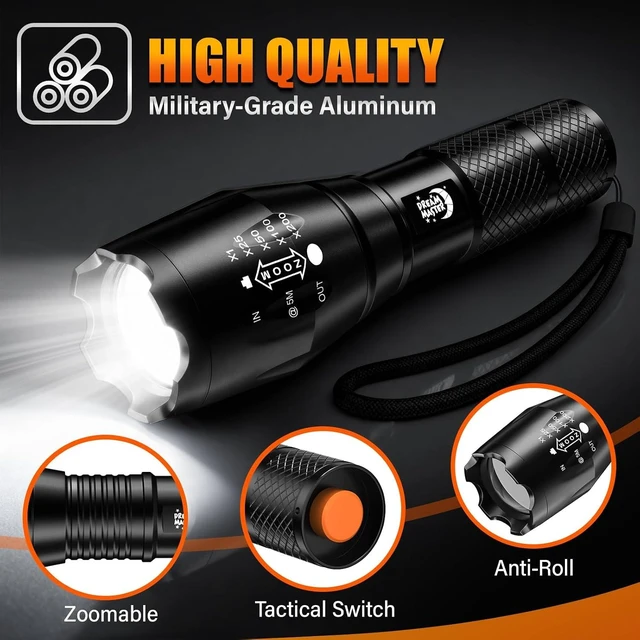 Alt view image 13 of 14 - Dream Master 2 Pack LED Flashlights High Lumens with 6 AAA Batteries, 5 Modes Mini Waterproof Tactical Bright Flashlight for Camping, Hiking,Dad Gifts for Husband, Dad, Birthday Gifts for Men, Women