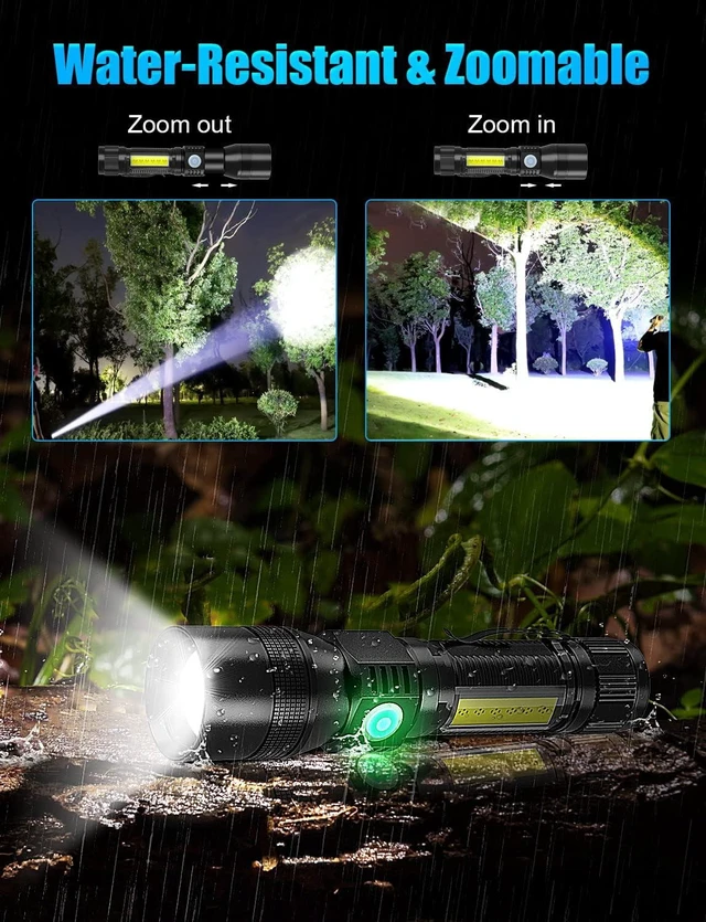 Alt view image 13 of 14 - UV Rechargeable Flashlights Tactical,1000 High Lumens 3 in 1 LED Black Light Flashlight -Magnetic Base/Sidelight/Zoomable, Bright Pocket Flash Light for Stains Detection Camping Emergency,2PCS