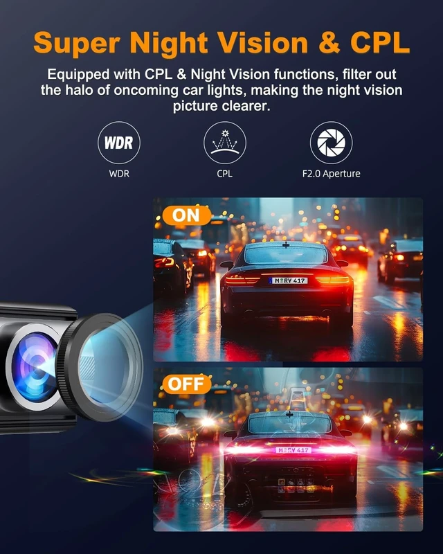 Alt view image 14 of 14 - Dash Cam Front and Rear 4K, Built-in 5GHz WiFi with CPL, Dual Dashcams for Cars with 64GB Card, 24H Parking Mode, WDR, Ultra HD Night Vision, G-Sensor, Loop Recording, App Control, Support 256GB Max