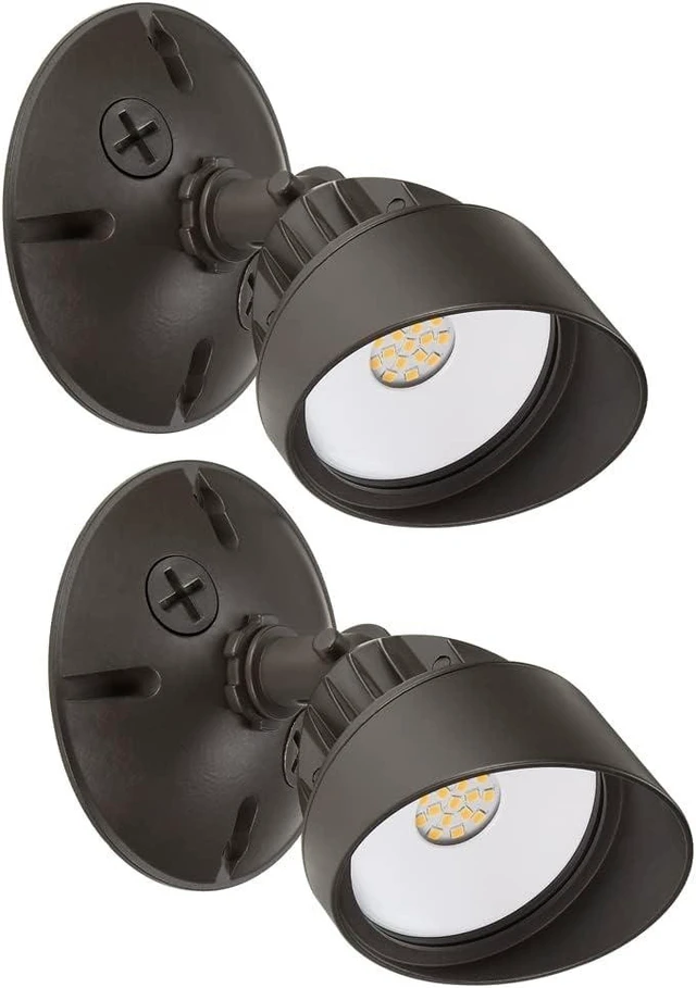 Alt view image 11 of 12 - Maxxima LED Brown Outdoor Flood Security Wall Light 800 Lumens 3000K 2 Pack | Exterior Security Light, Adjustable Head, Warm White, Exterior Lighting