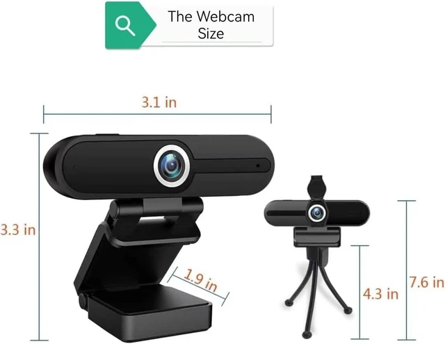 Alt view image 9 of 9 - 4K Webcam, HD Webcam 8MP- Laptop PC Desktop Computer Web Camera with Microphone, USB Webcams for Video Calling Recording Streaming Video Conference, Webcam with Mini Tripod,Privacy Shutter.
