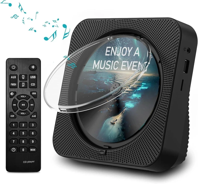 Alt view image 13 of 13 - MICOCIOUS CD Player Bluetooth Desktop CD Player with Speakers for Home Portable Music CD Players with RC, LED Display, FM Radio, Timer, Support Headphone/USB/TF/AUX Playback