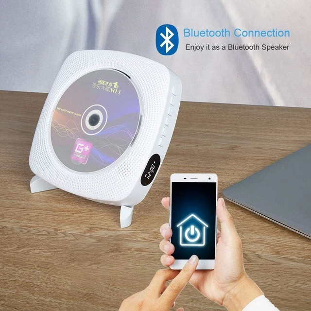 Alt view image 9 of 14 - CD Player, Bluetooth HiFi Speaker, USB Flash Player, AUX line-in Audio Boombox, FM Radio, Portable, Wall Mountable and Desk Stand, with Remote Control