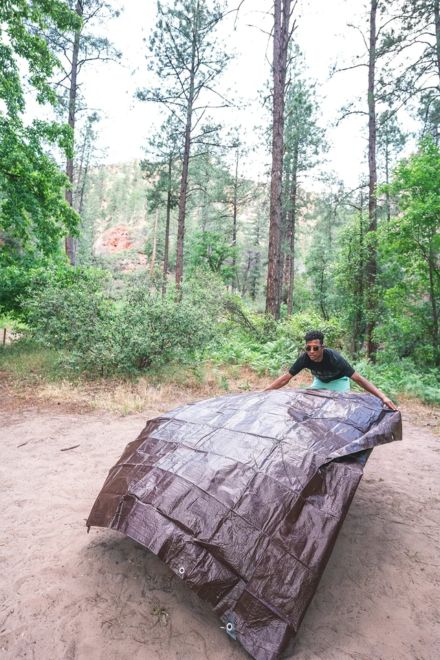 Alt view image 9 of 14 - Light-Duty Rip-Stop Tarp 16' x 20' - Brown (U-1620)