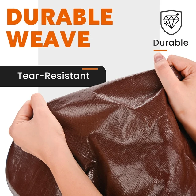 Alt view image 11 of 14 - Tarps Heavy Duty Waterproof 16x20 Feet, Extra Thick 10 Mil (Brown) Tear & Fade Resistant, UV Blocking, Outdoor Tarp with Reinforced Grommets for Roof, Camping, Patio, Pool, Boat