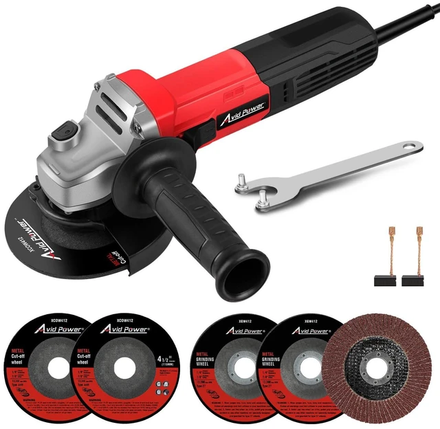 Alt view image 6 of 10 - Angle Grinder, 7.5-Amp 4-1/2 inch Electric Grinder Power Tools with Grinding and Cutting Wheels, Flap Disc and Auxiliary Handle for Cutting, Grinding, Polishing and Rust Removal - Red