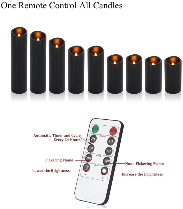 Alt view image 11 of 12 - Flameless Candles (Black Set of 9)