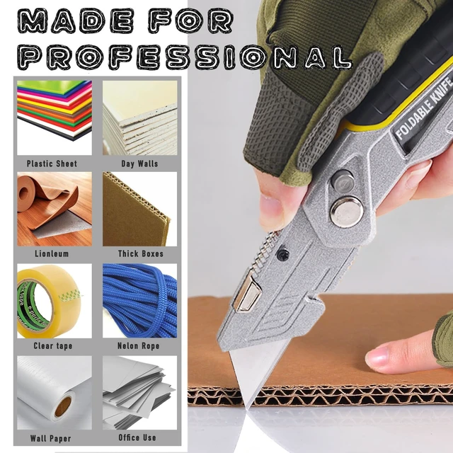 Alt view image 13 of 14 - 10-Pack Heavy Duty Folding Box Cutter with Blade Storage (Entirety Metal) with 30 Replacement Blades, Professional Utility Razor Knife